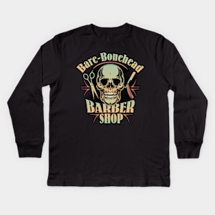 Bare-Bonehead - Barbershop Graphic Kids Long Sleeve T-Shirt